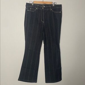 Escada Pinstriped Wide Leg Dark Wash Jeans Size 44